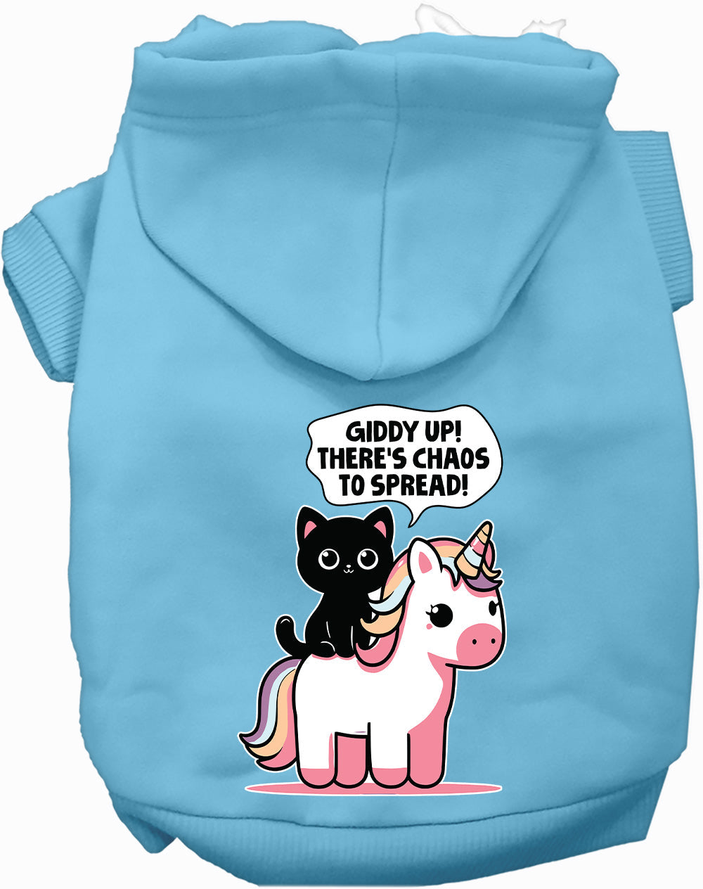 Blue Chaos to Spread Pet Hoodie with unicorn design