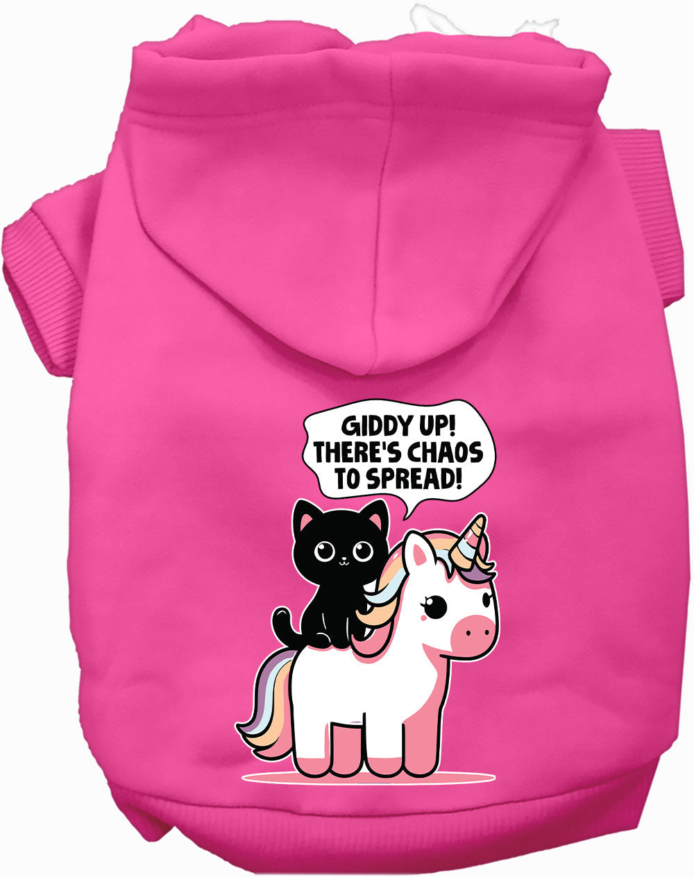 Pink Chaos to Spread Pet Hoodie with unicorn design