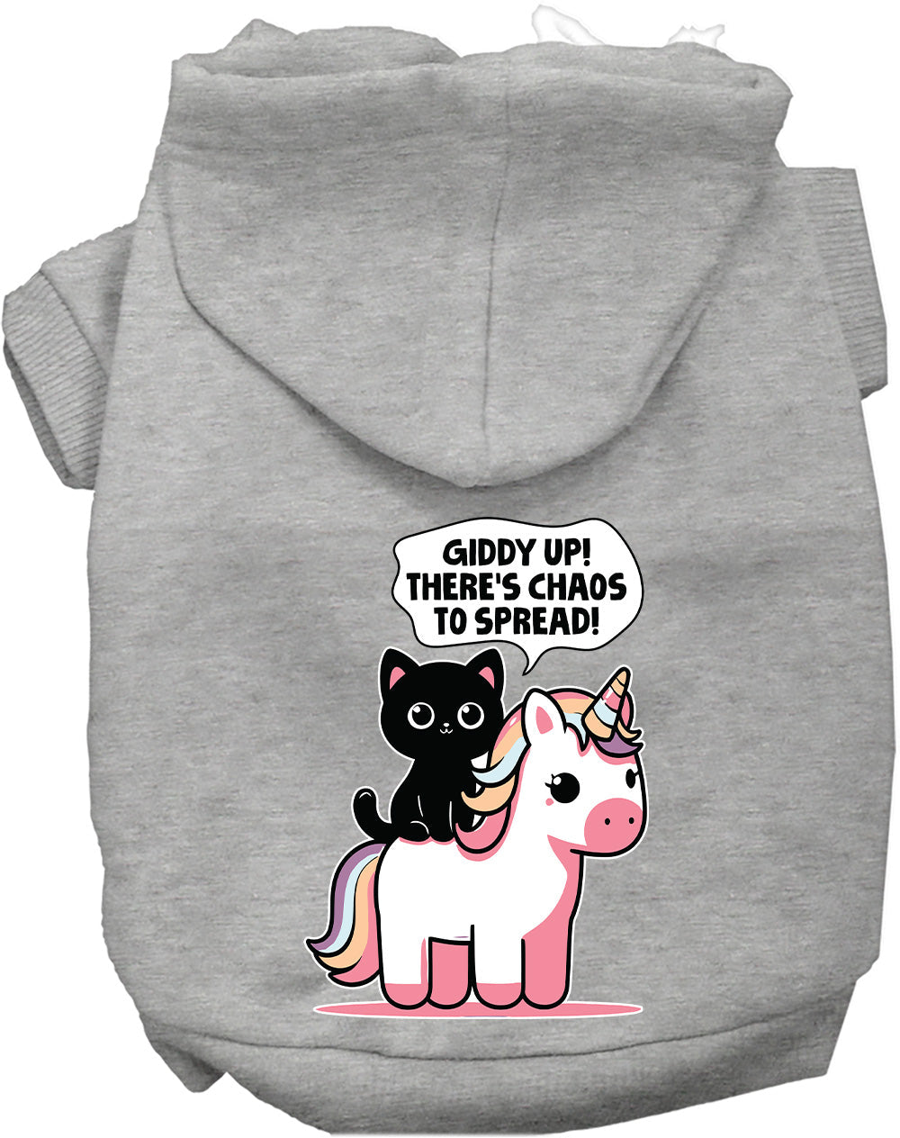 Gray Chaos to Spread Pet Hoodie with unicorn design
