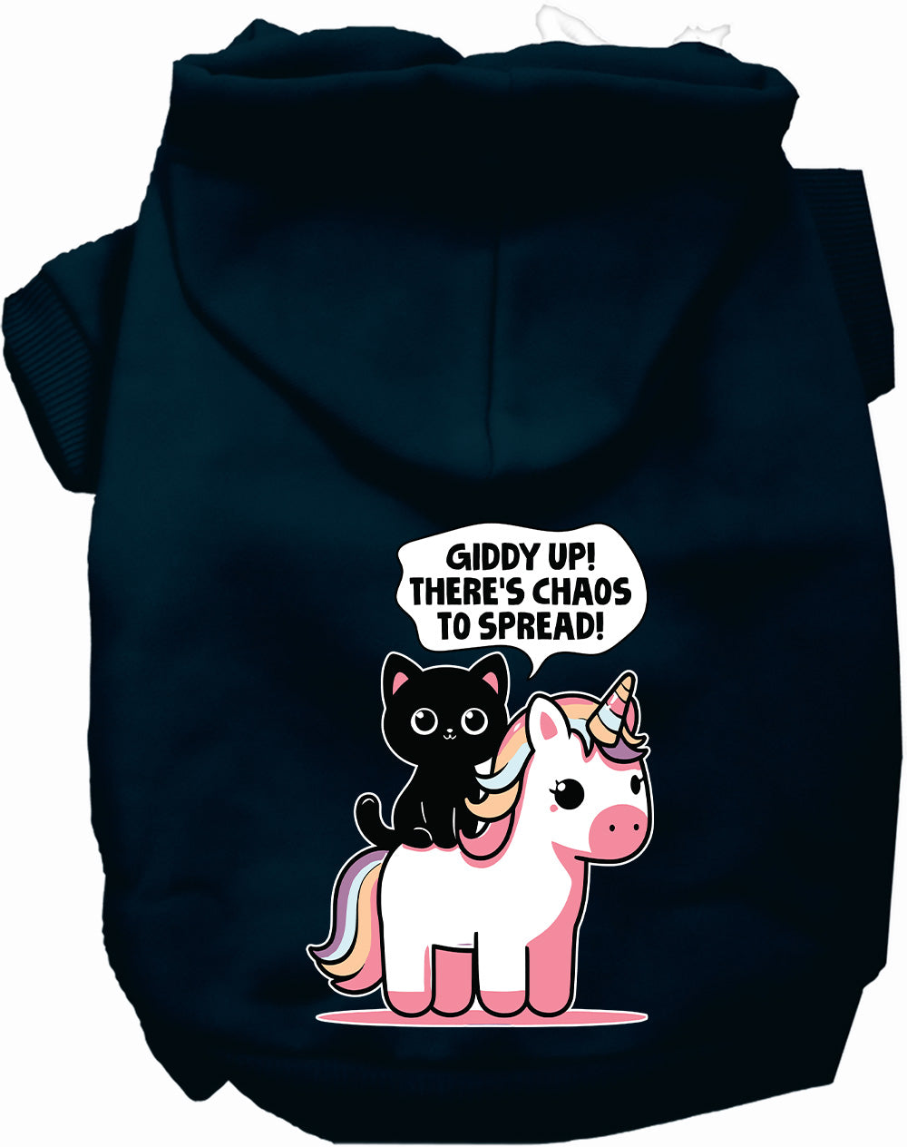 Black Chaos to Spread Pet Hoodie with unicorn design
