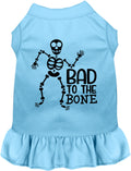 Blue Bad to the Bone pet dress with skeleton design