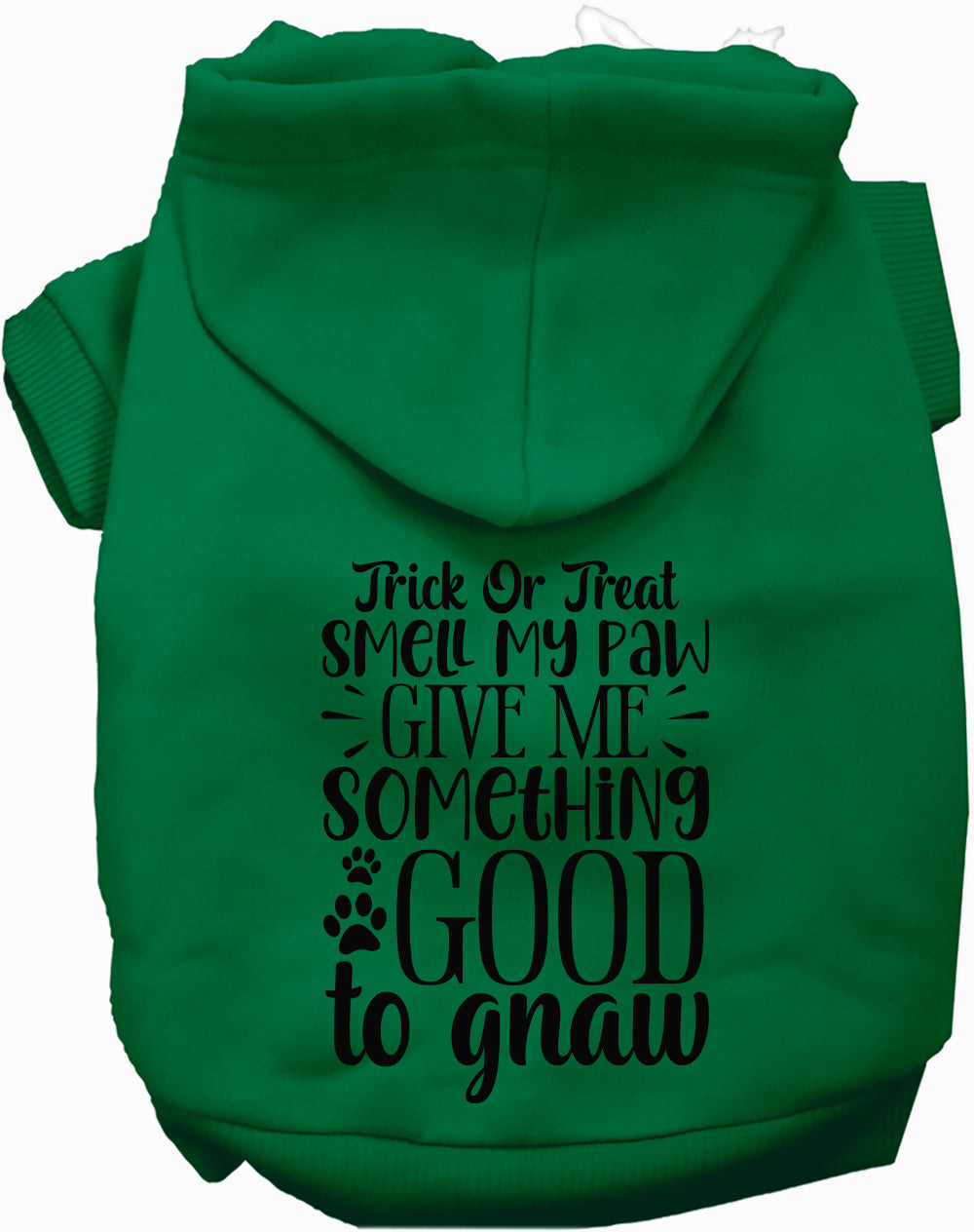 Green Good to Gnaw pet hoodie with Halloween text