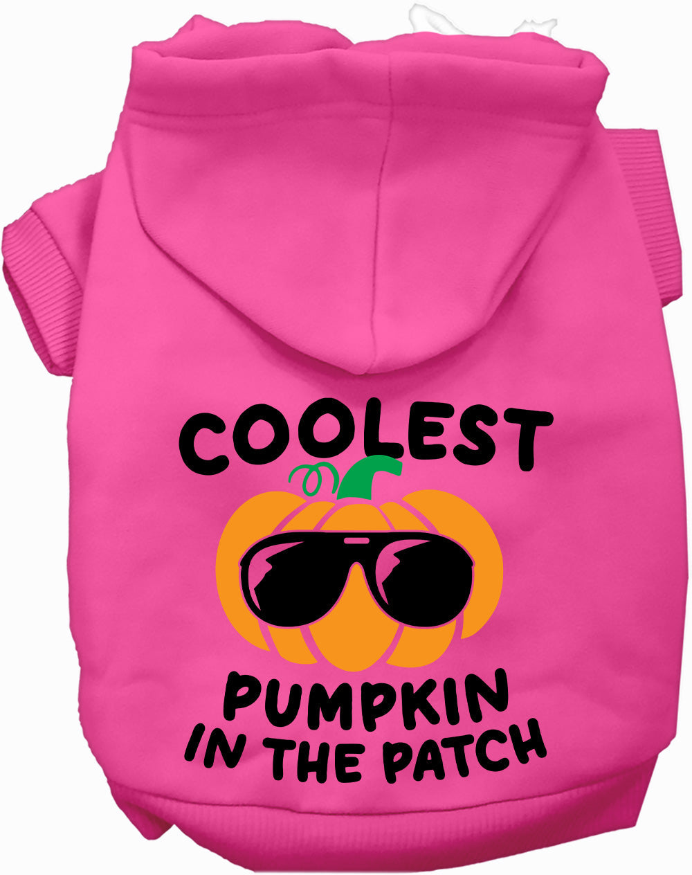 Pink pumpkin pet hoodie with sunglasses design