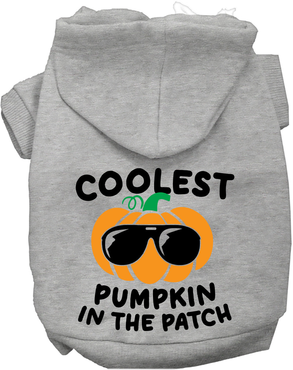 Gray pumpkin pet hoodie with sunglasses design