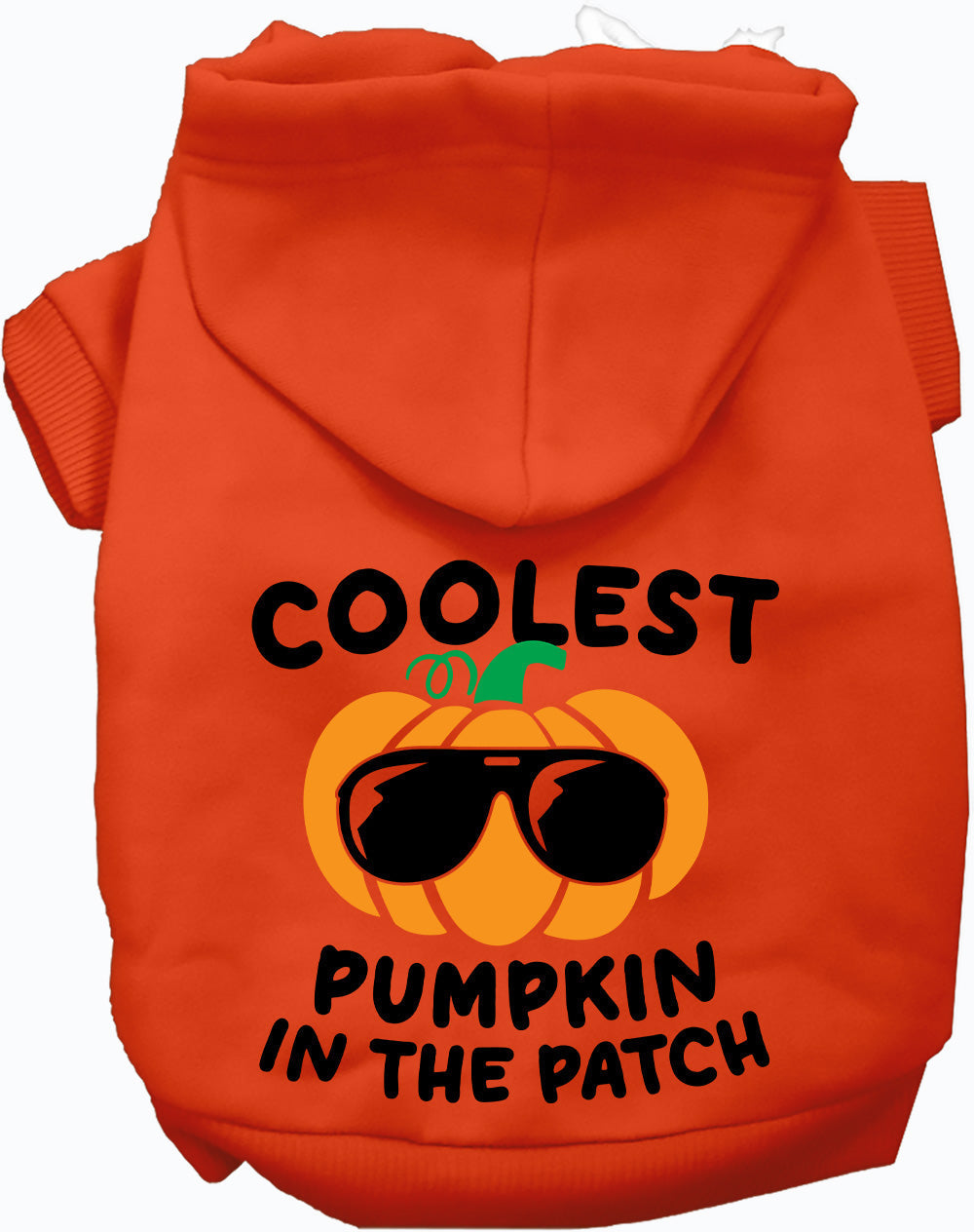 Orange pumpkin pet hoodie with sunglasses design