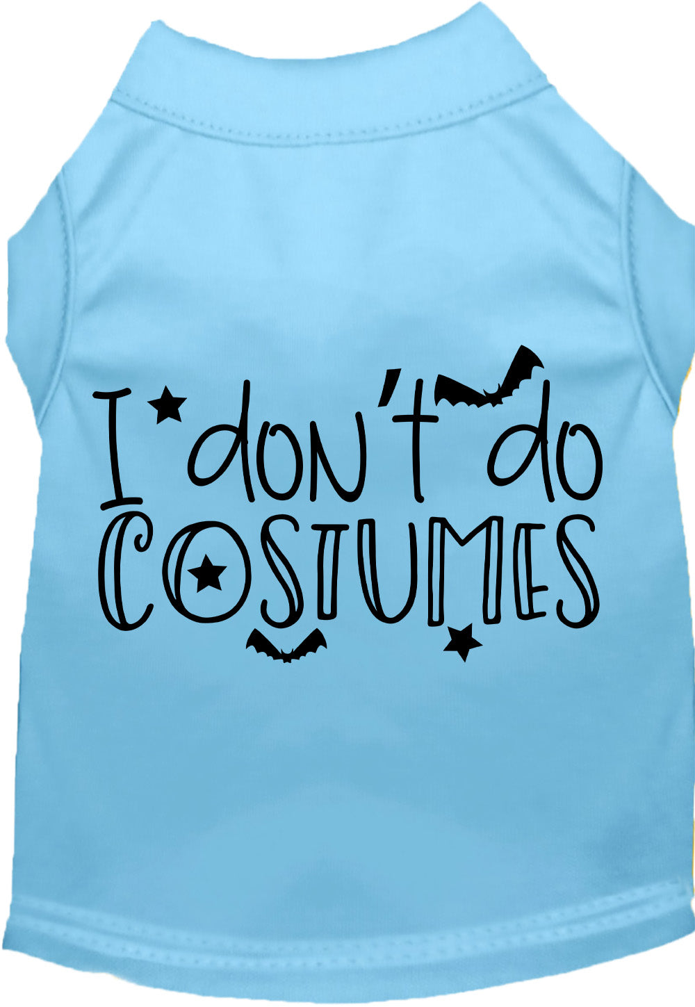 Light blue 'I Don't Do Costumes' pet shirt