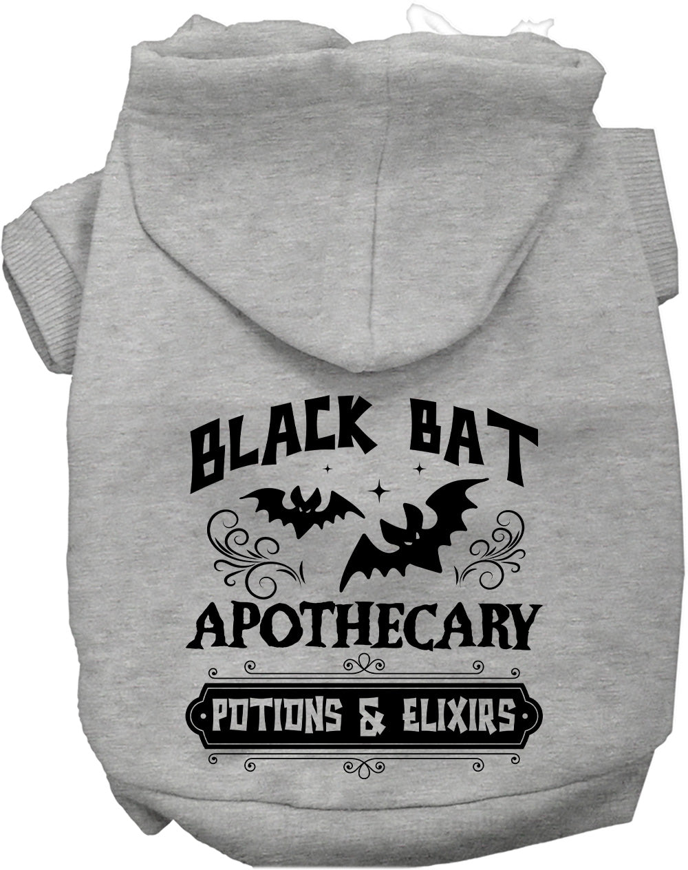 Gray Potion Bottle Costume Pet Hoodie with bat design