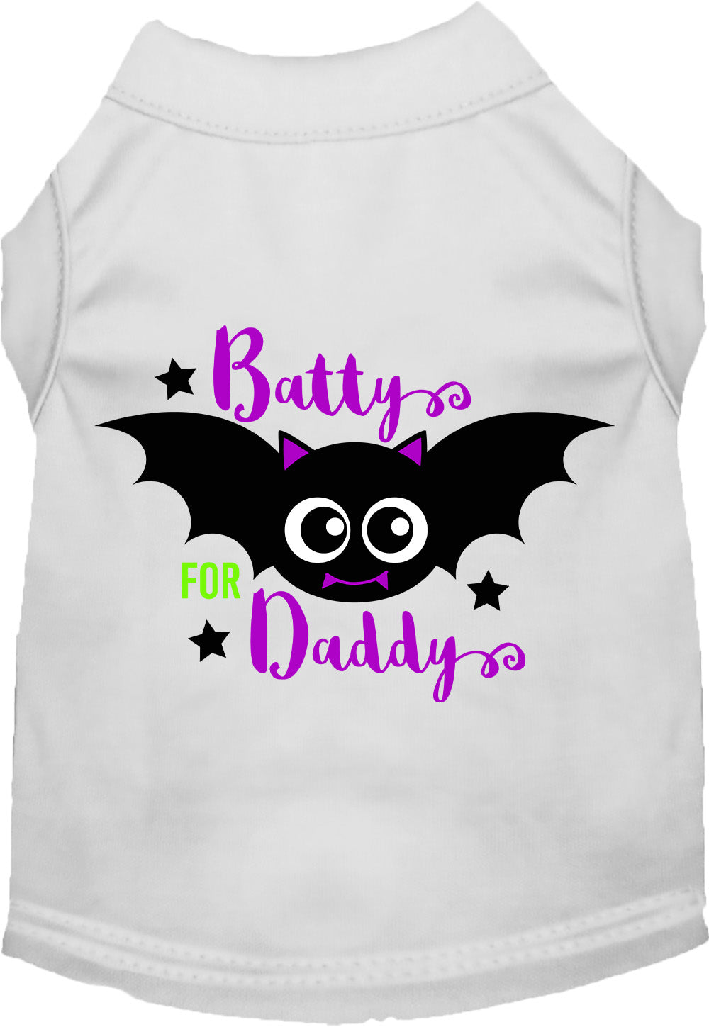 White Batty for Daddy pet shirt with bat design