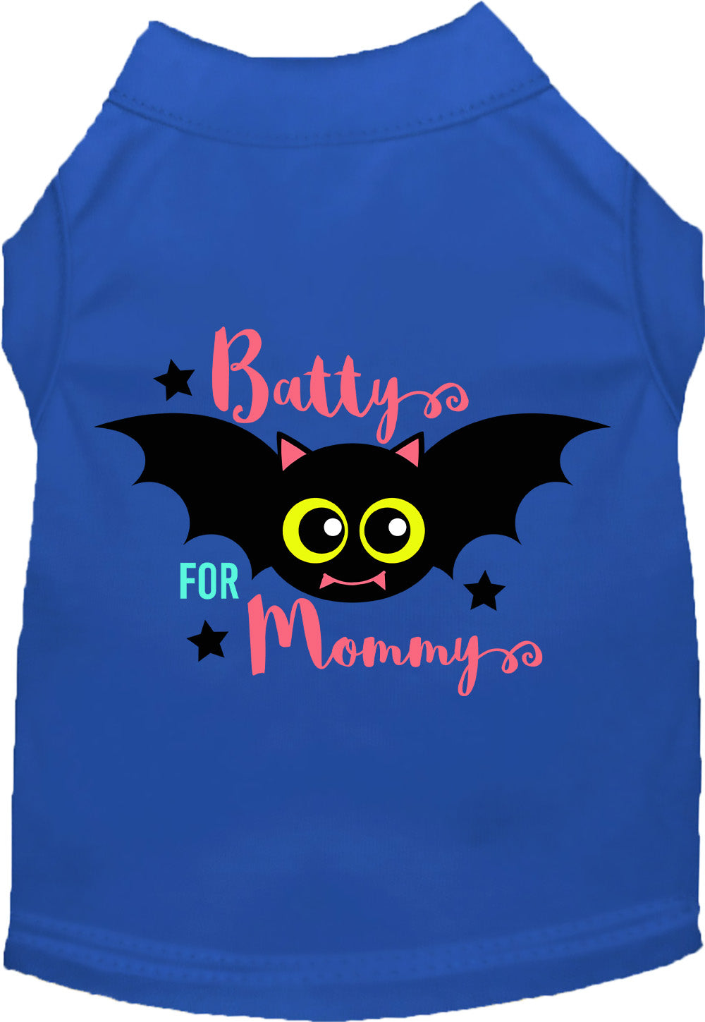 Royal blue Batty for Mommy pet shirt with bat design
