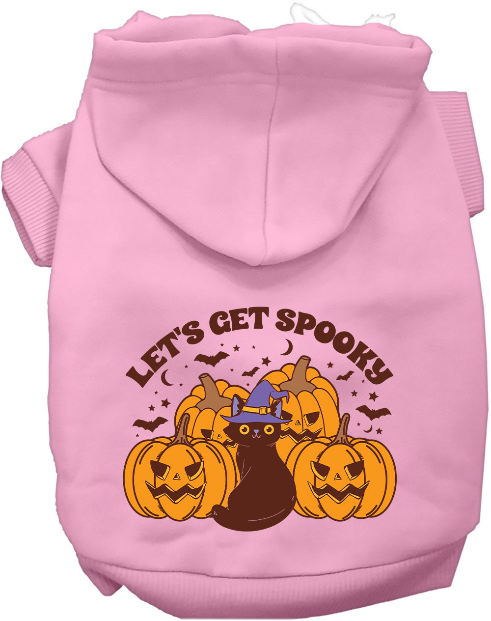 Light pink Get Spooky Pet Hoodie with Halloween design