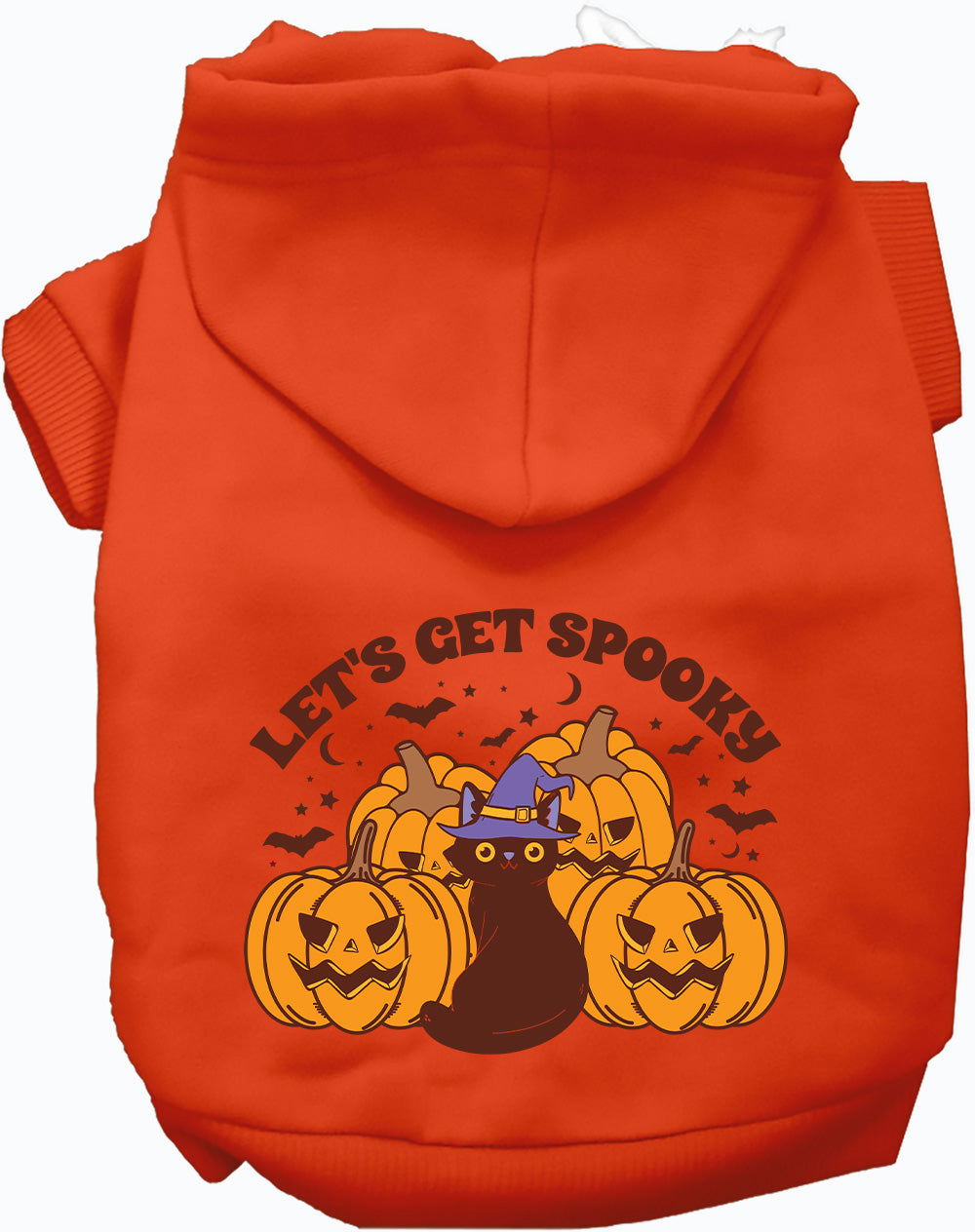 Orange Get Spooky Pet Hoodie with Halloween design