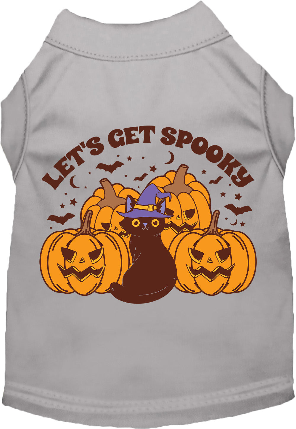 Gray Get Spooky pet shirt with Halloween design
