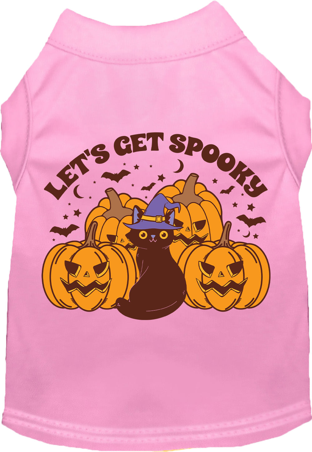 Light pink Get Spooky pet shirt with Halloween design