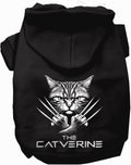 Black Catverine pet hoodie with claw design