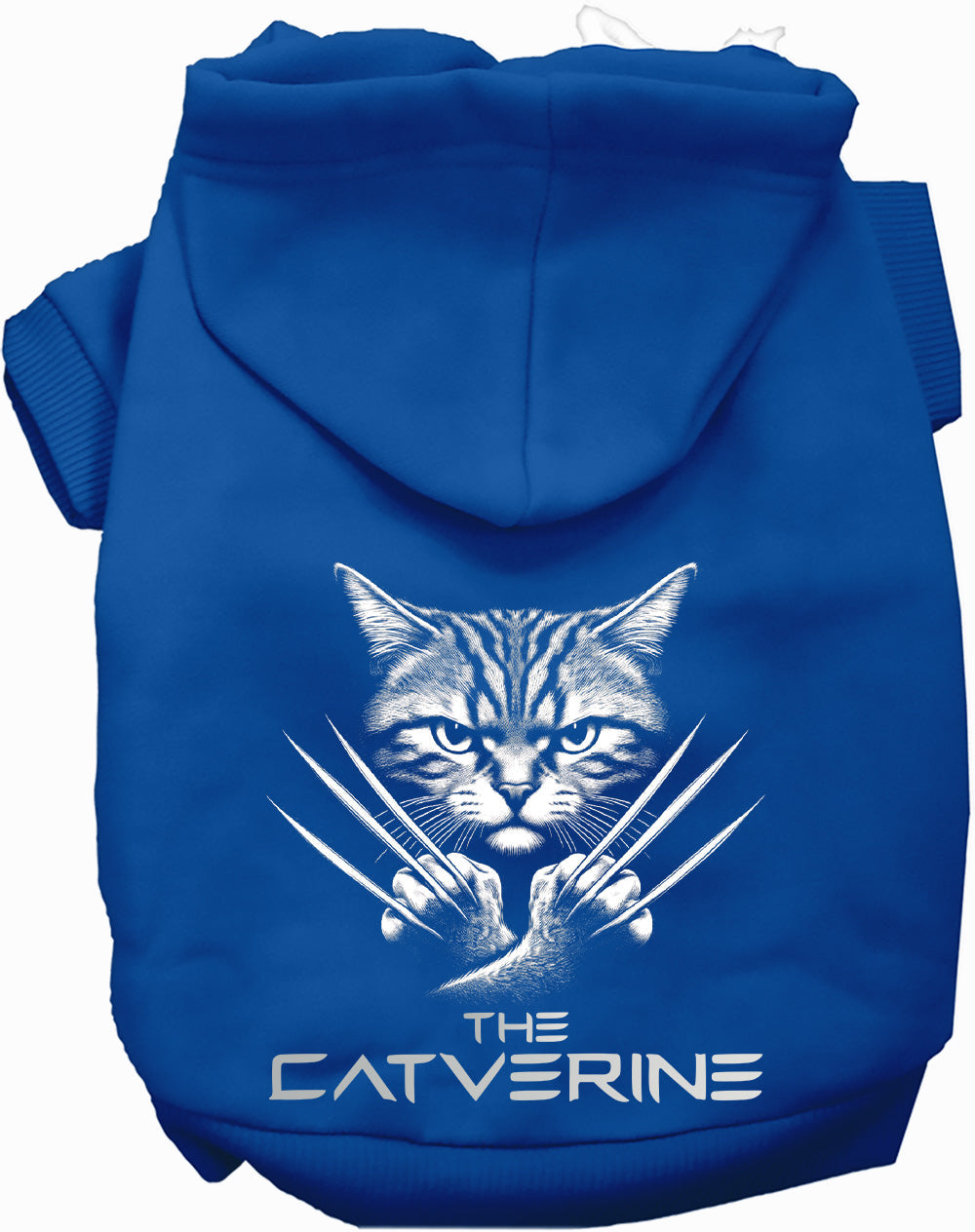 Blue Catverine pet hoodie with claw design