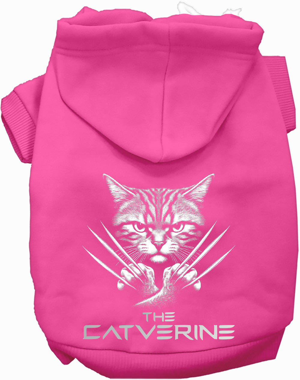 Pink Catverine pet hoodie with claw design
