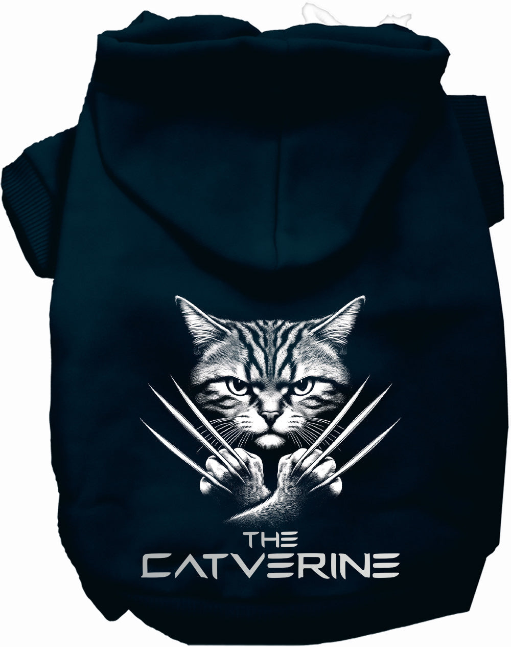 Dark blue Catverine pet hoodie with claw design