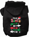Black Naughty Ones Pet Hoodie with festive design