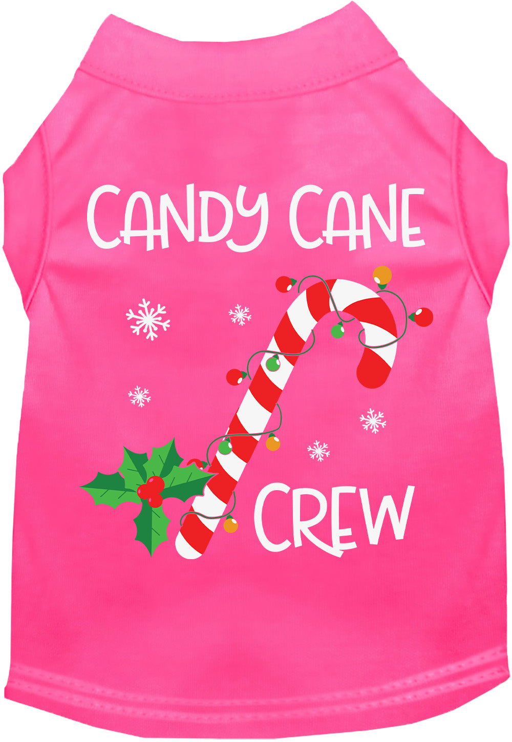 Pink Candy Cane Crew pet shirt with Christmas motif