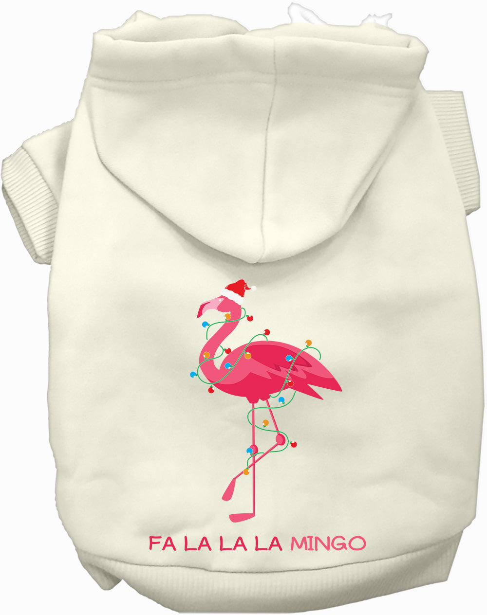 White Falalala mingo Pet Hoodie with flamingo design