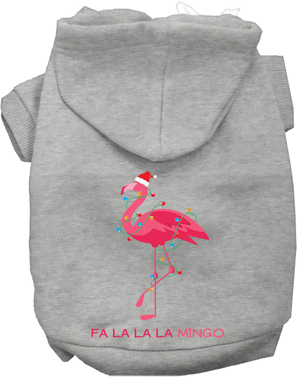 Gray Falalala mingo Pet Hoodie with flamingo design
