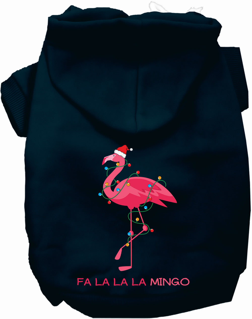 Navy Falalala mingo Pet Hoodie with flamingo design
