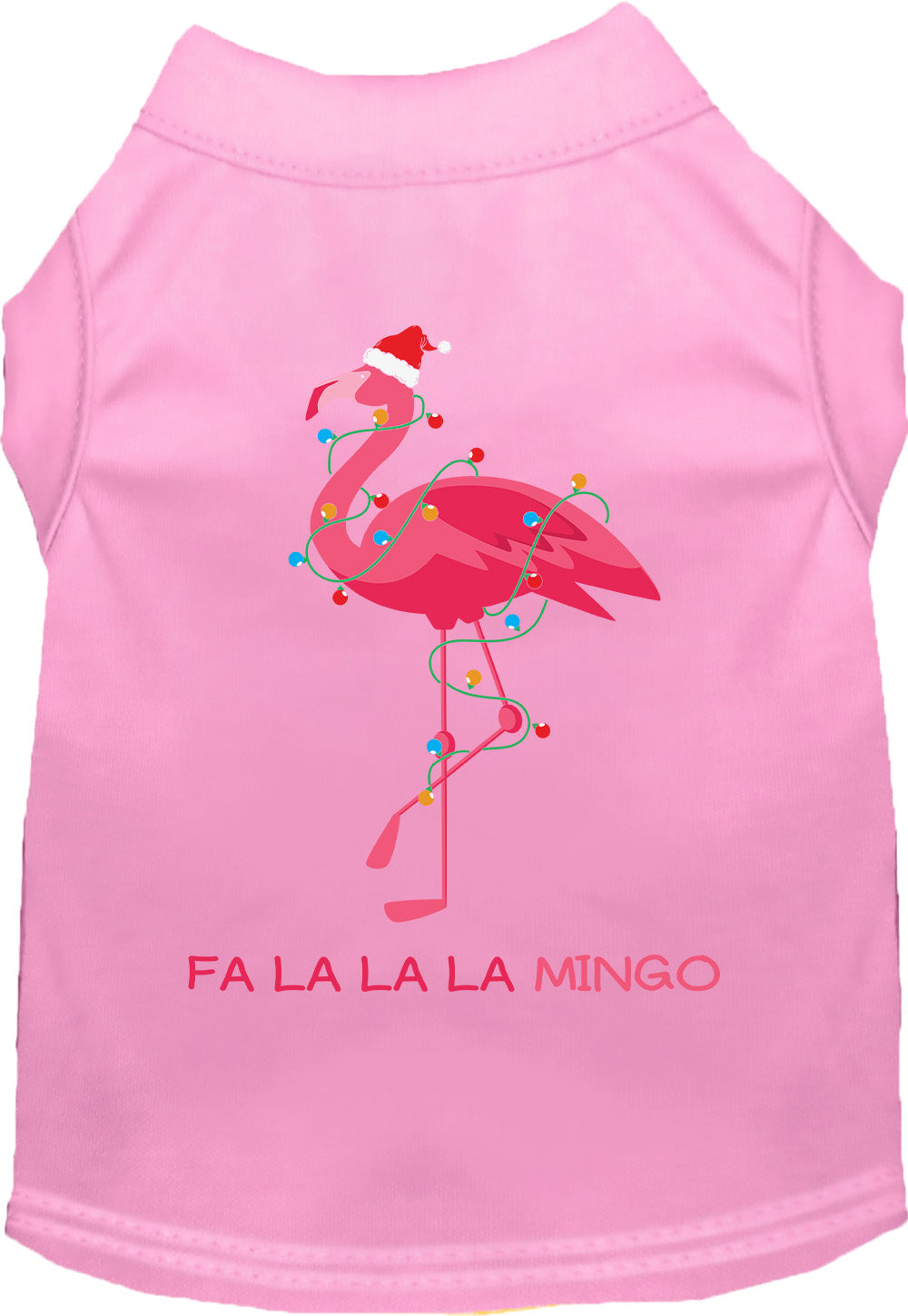 Pink Falalala mingo Pet Shirt with festive flamingo design