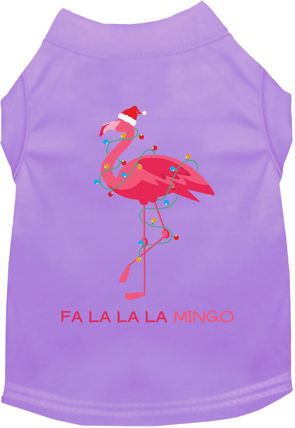 Purple Falalala mingo Pet Shirt with festive flamingo design