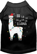 Black Falalala Llama Pet Shirt with festive design
