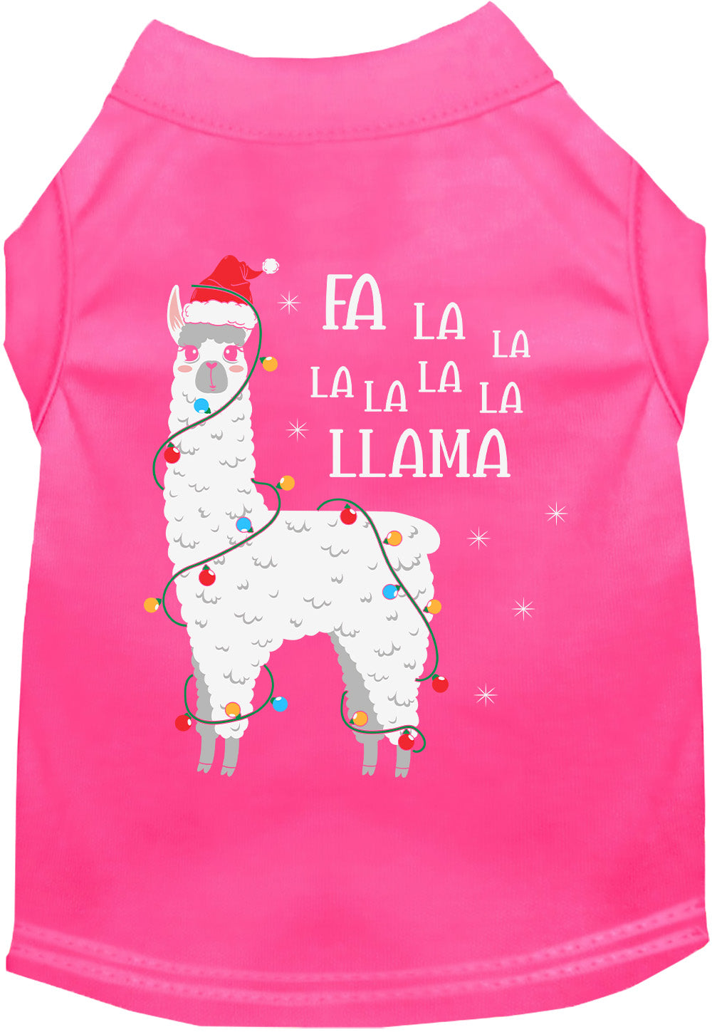 Pink Falalala Llama Pet Shirt with festive design