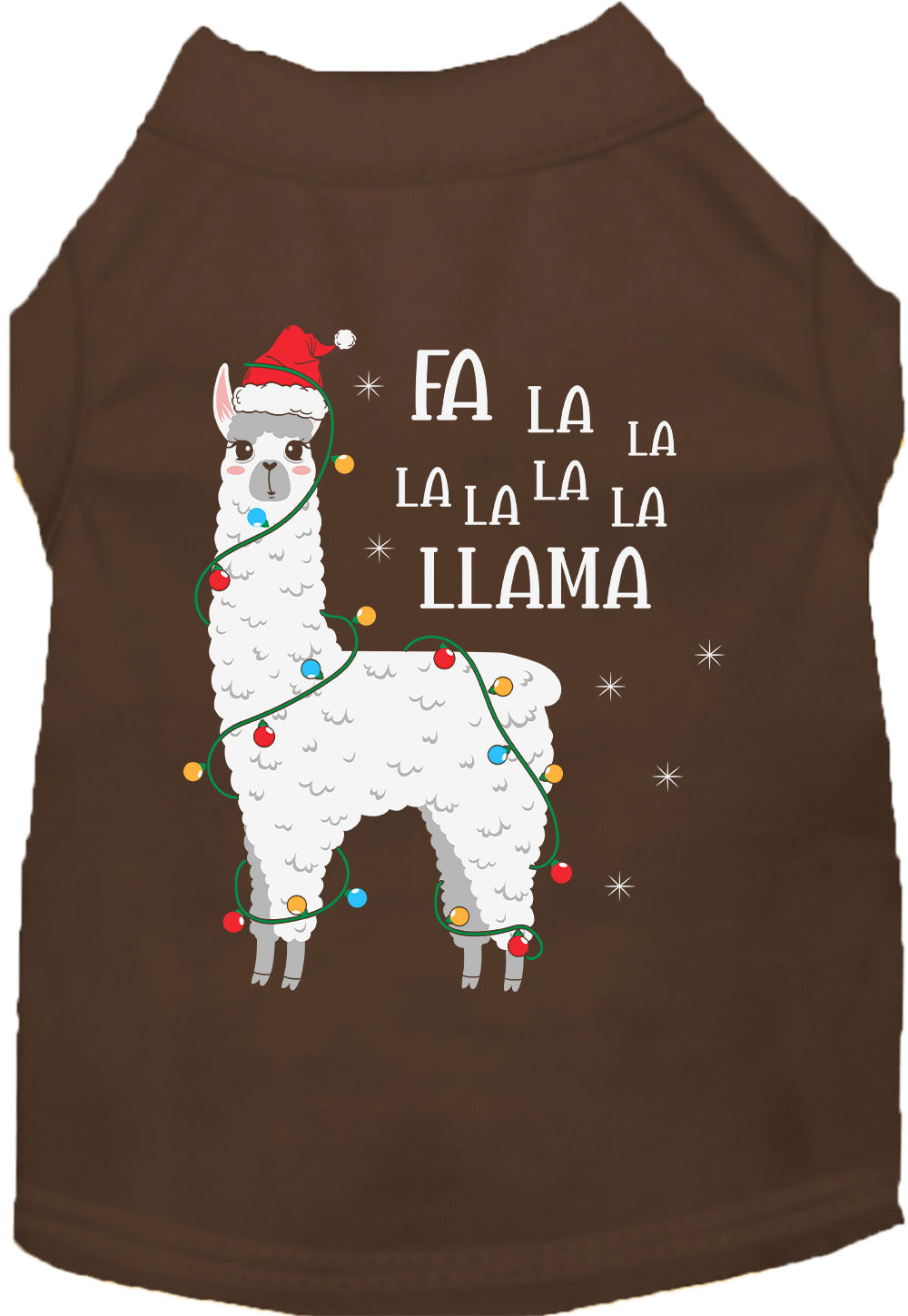 Brown Falalala Llama Pet Shirt with festive design