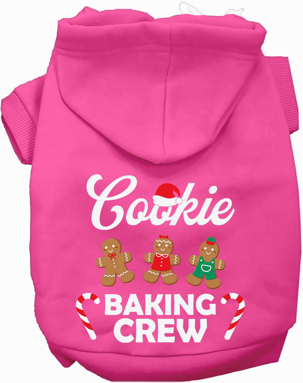 Pink Cookie Baking Crew Pet Hoodie with gingerbread design