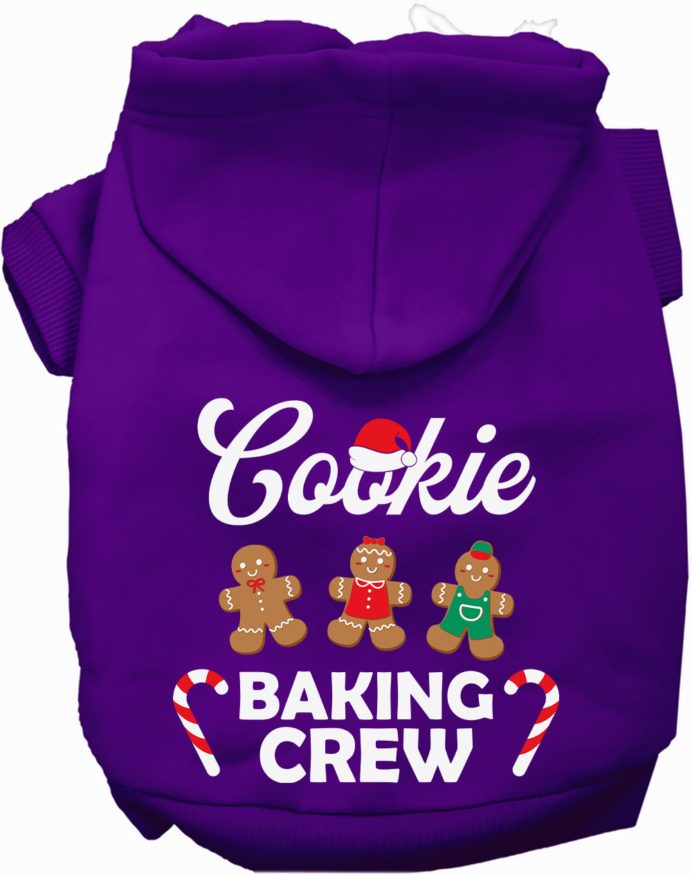 Purple Cookie Baking Crew Pet Hoodie with gingerbread design