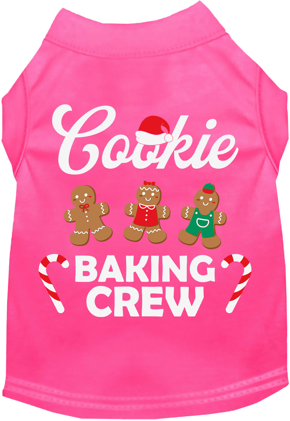 Pink Cookie Baking Crew pet shirt with gingerbread design