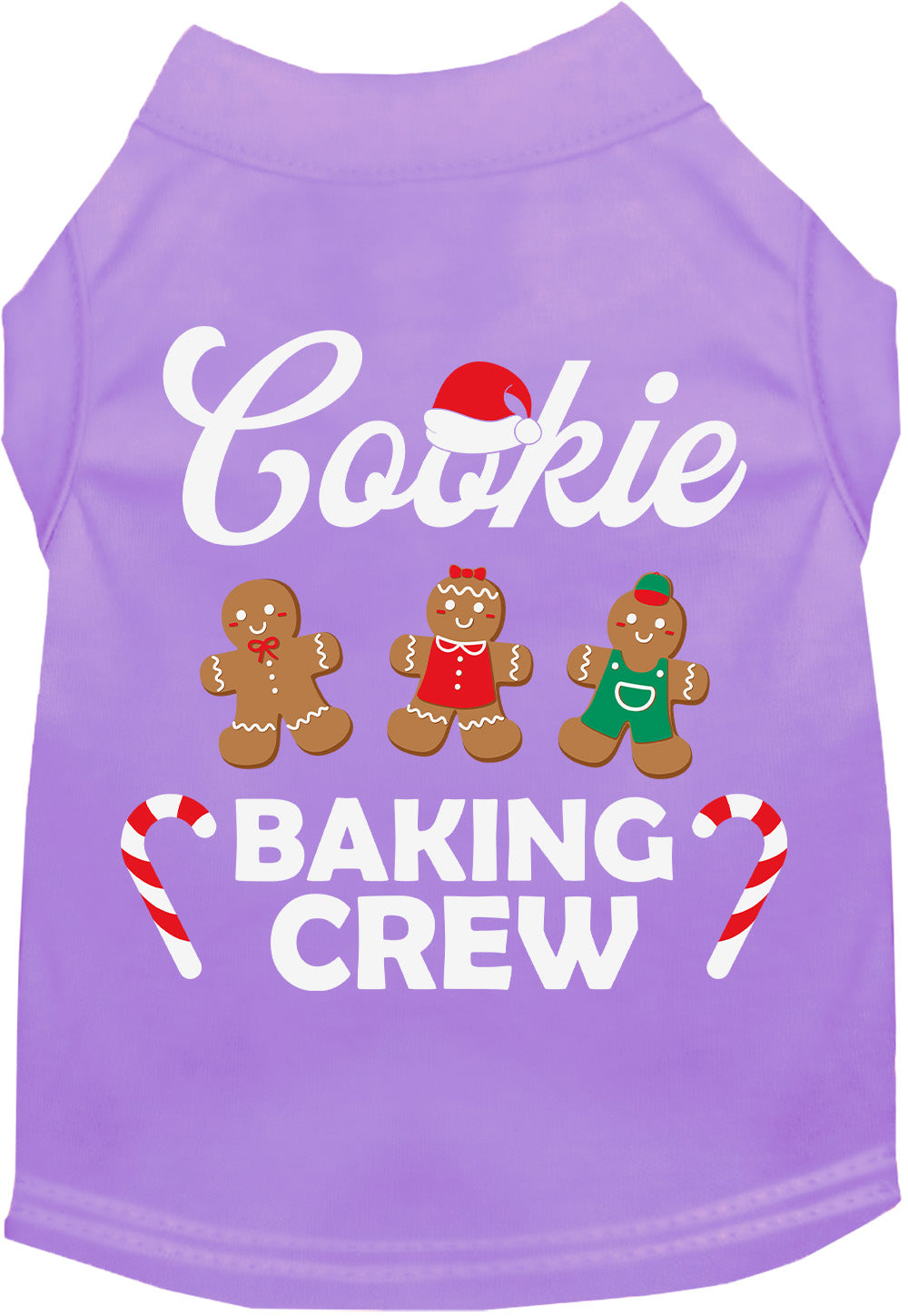 Lavender Cookie Baking Crew pet shirt with gingerbread design
