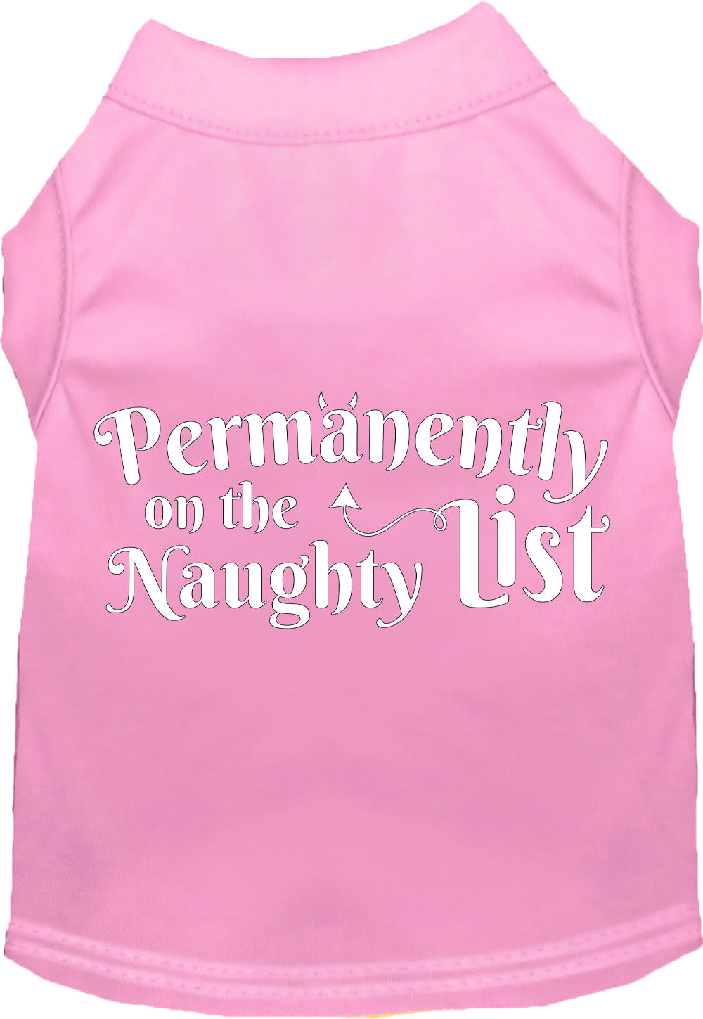 Light pink Naughty List pet shirt for dogs