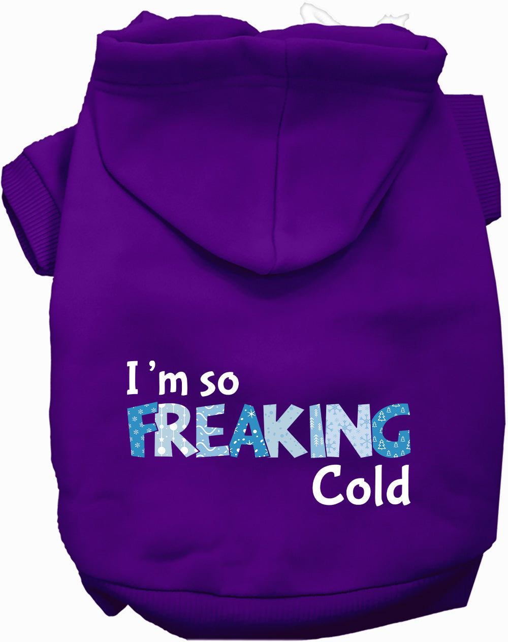 Purple Freaking Cold pet hoodie for dogs