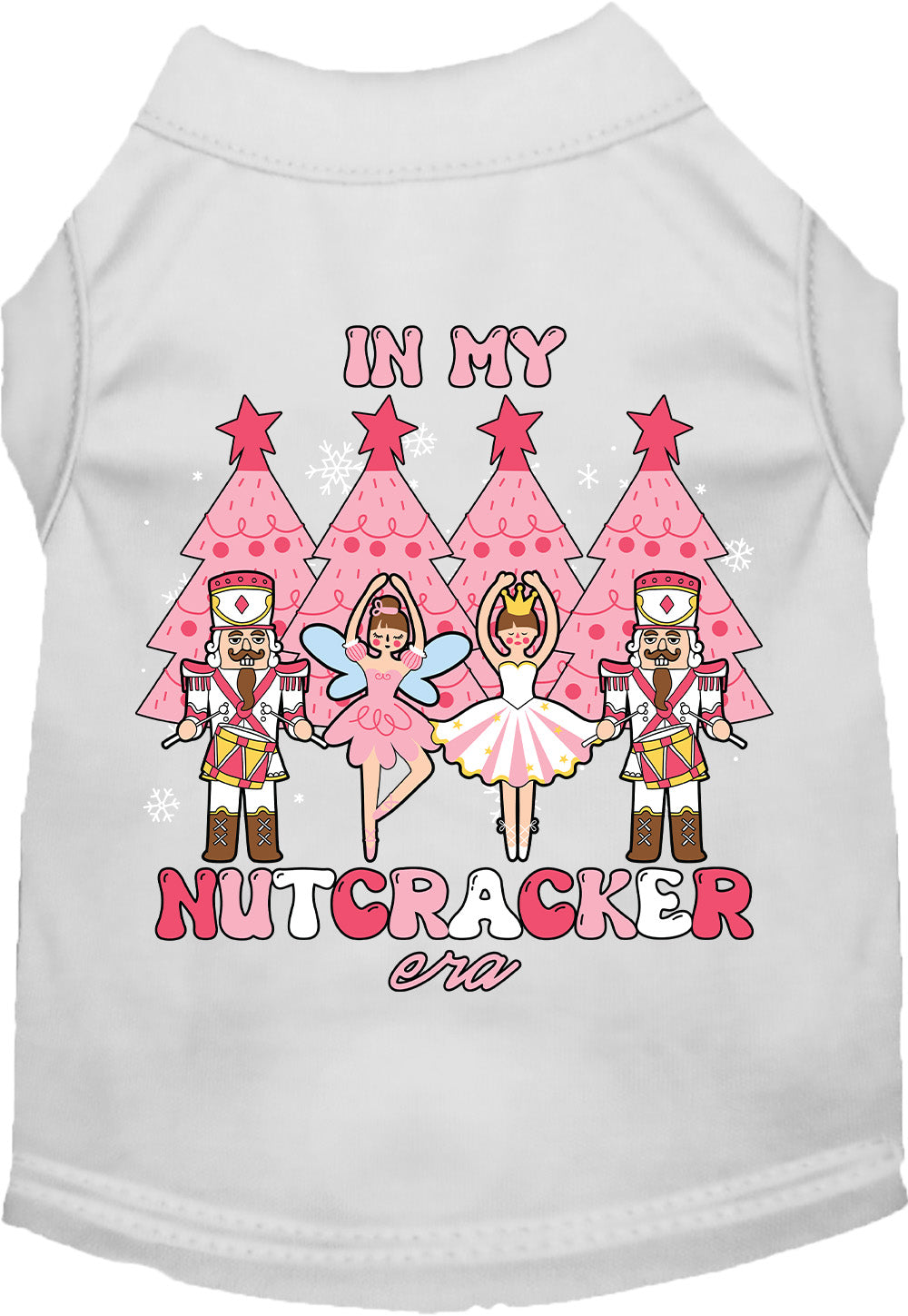 White Nutcracker Era pet shirt with festive design