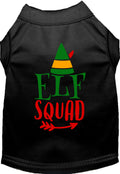Black Elf Squad pet shirt with festive design