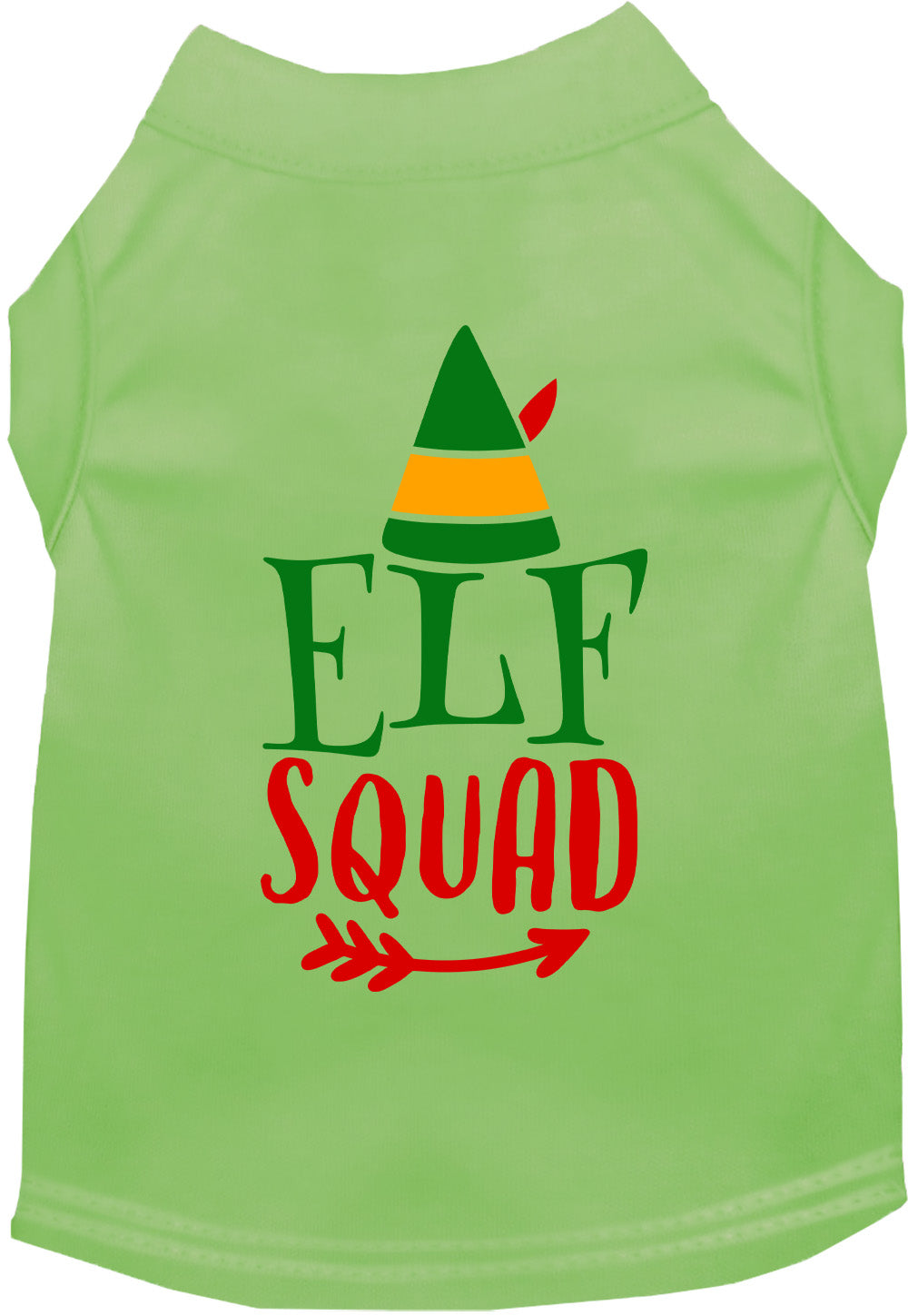 Green Elf Squad pet shirt with festive design