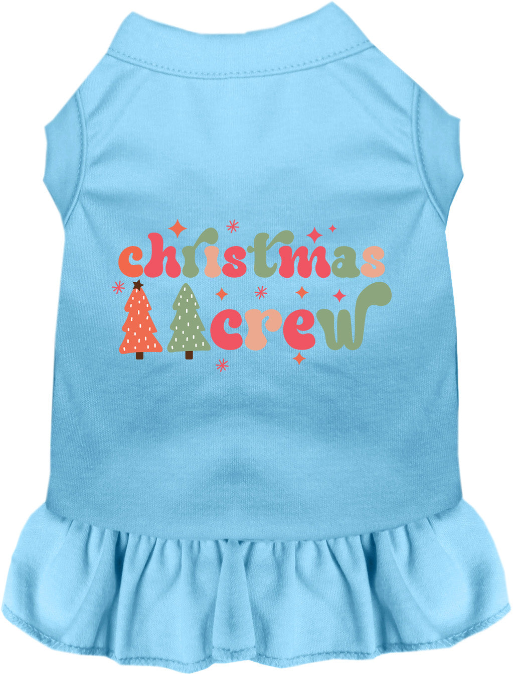 Blue Christmas Crew pet dress with festive design