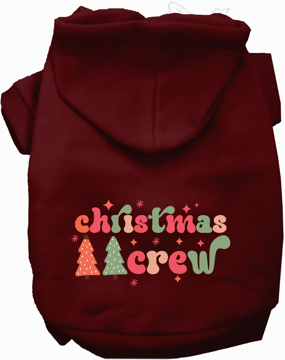 Maroon Cutesy Christmas Crew Pet Hoodie