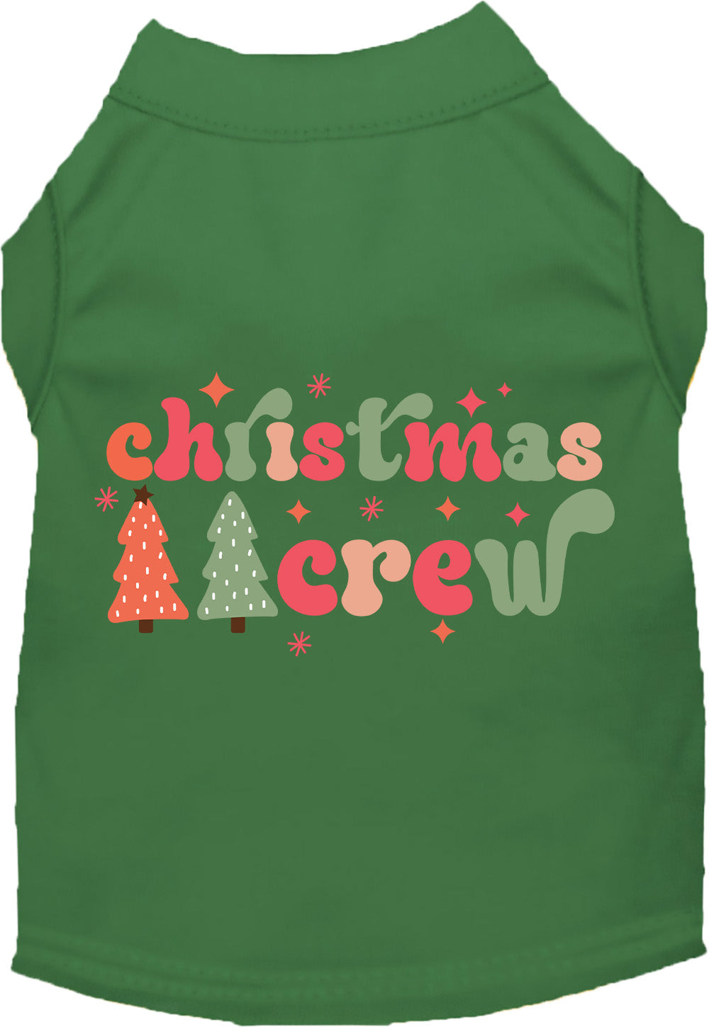 Green Christmas Crew pet shirt with festive design
