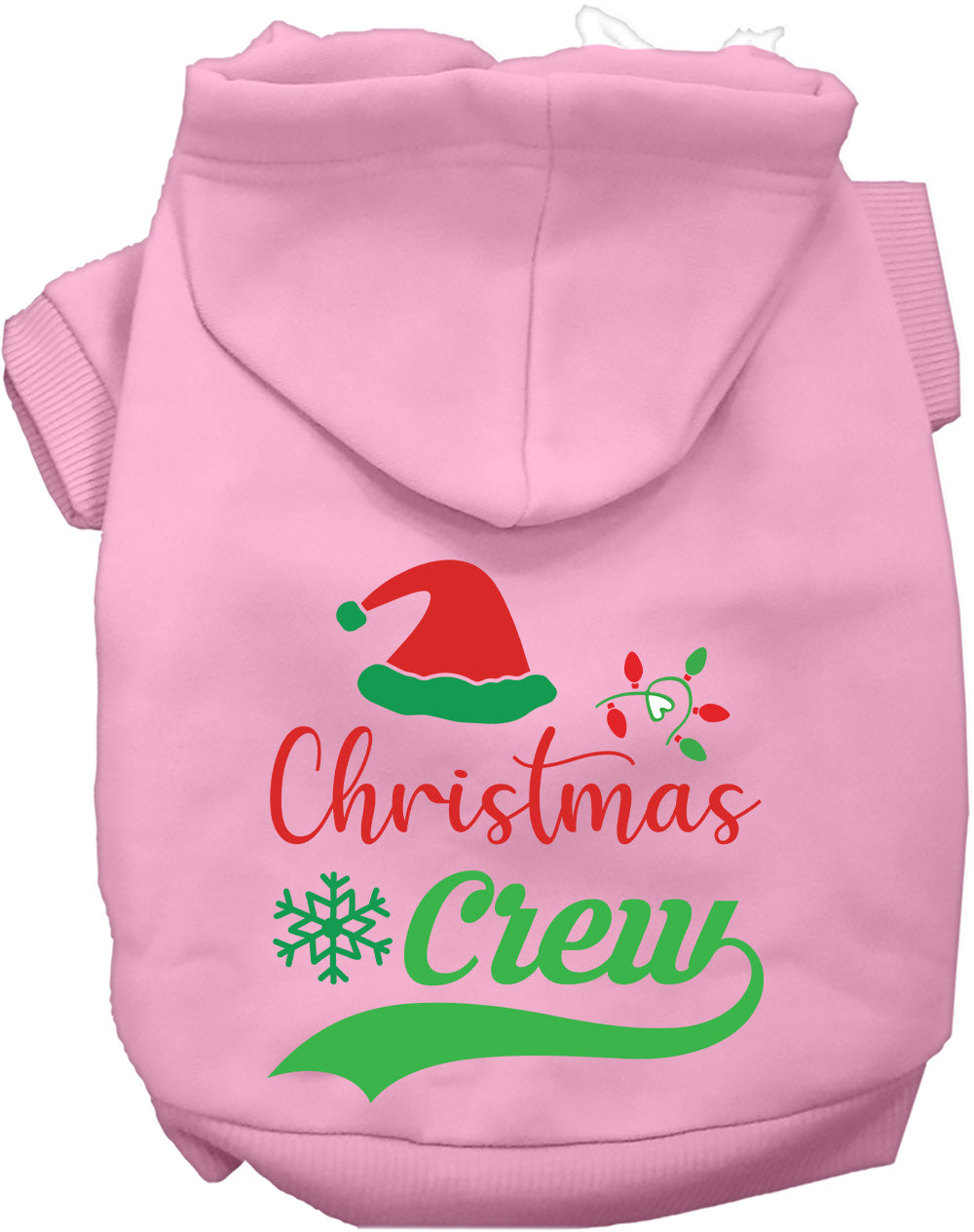 Pink Christmas Crew Pet Hoodie with festive design