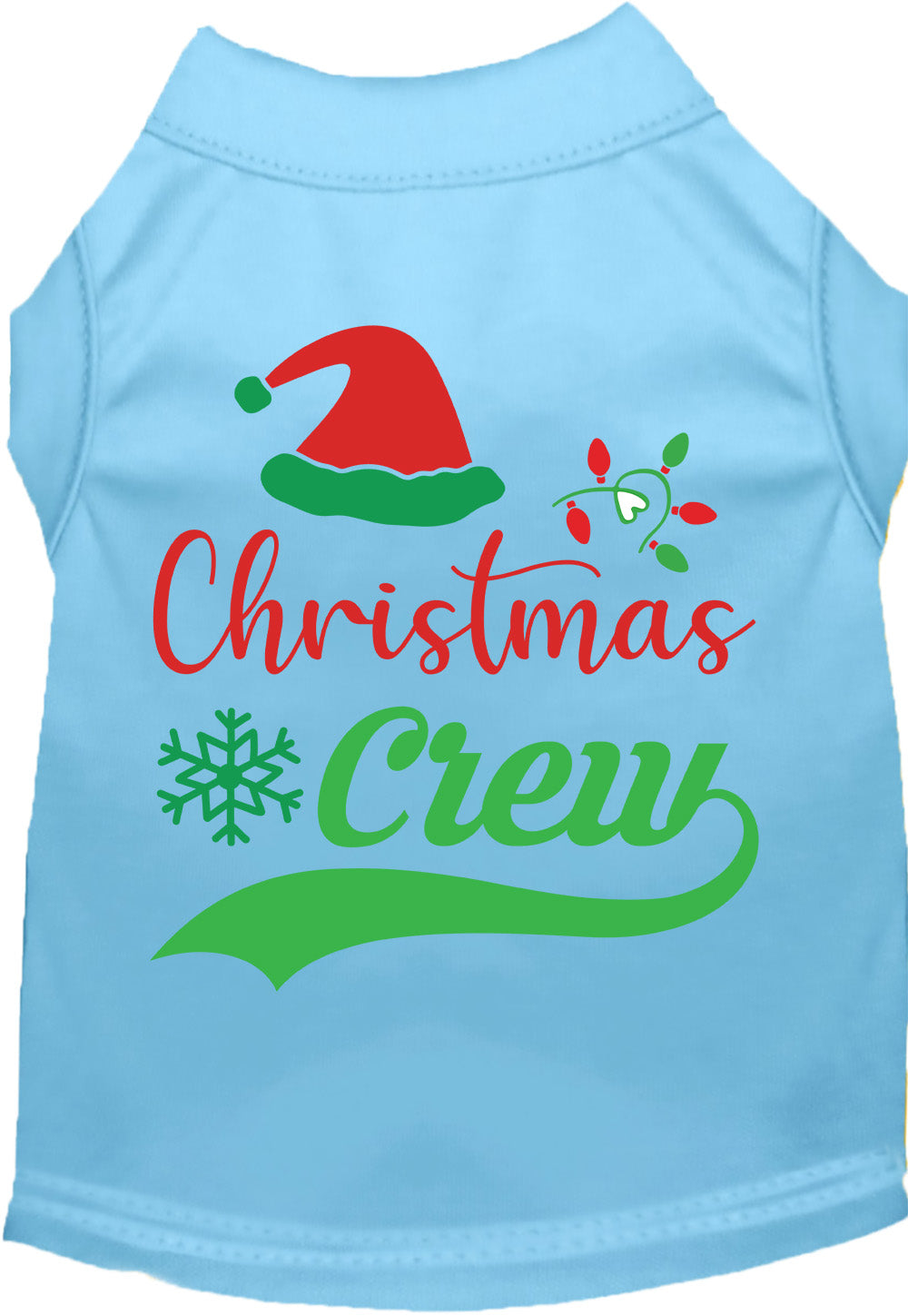 Light blue Christmas Crew pet shirt with festive design