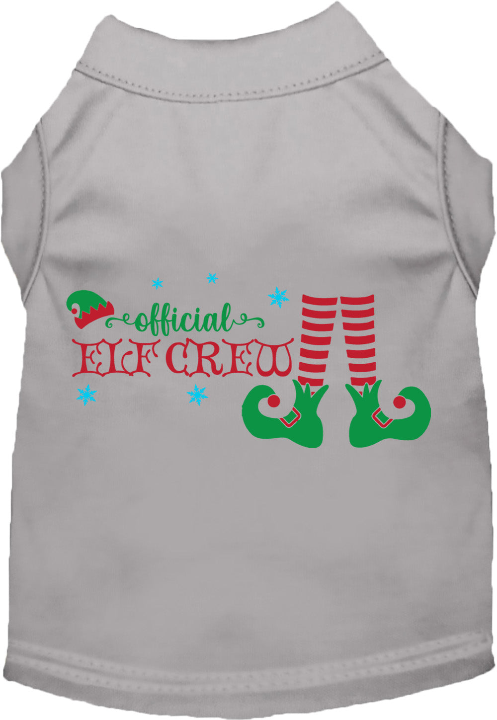 Gray Elf Crew Pet Shirt with festive design