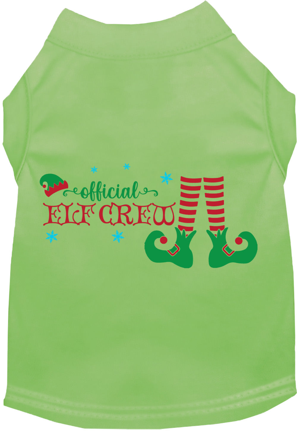 Green Elf Crew Pet Shirt with festive design