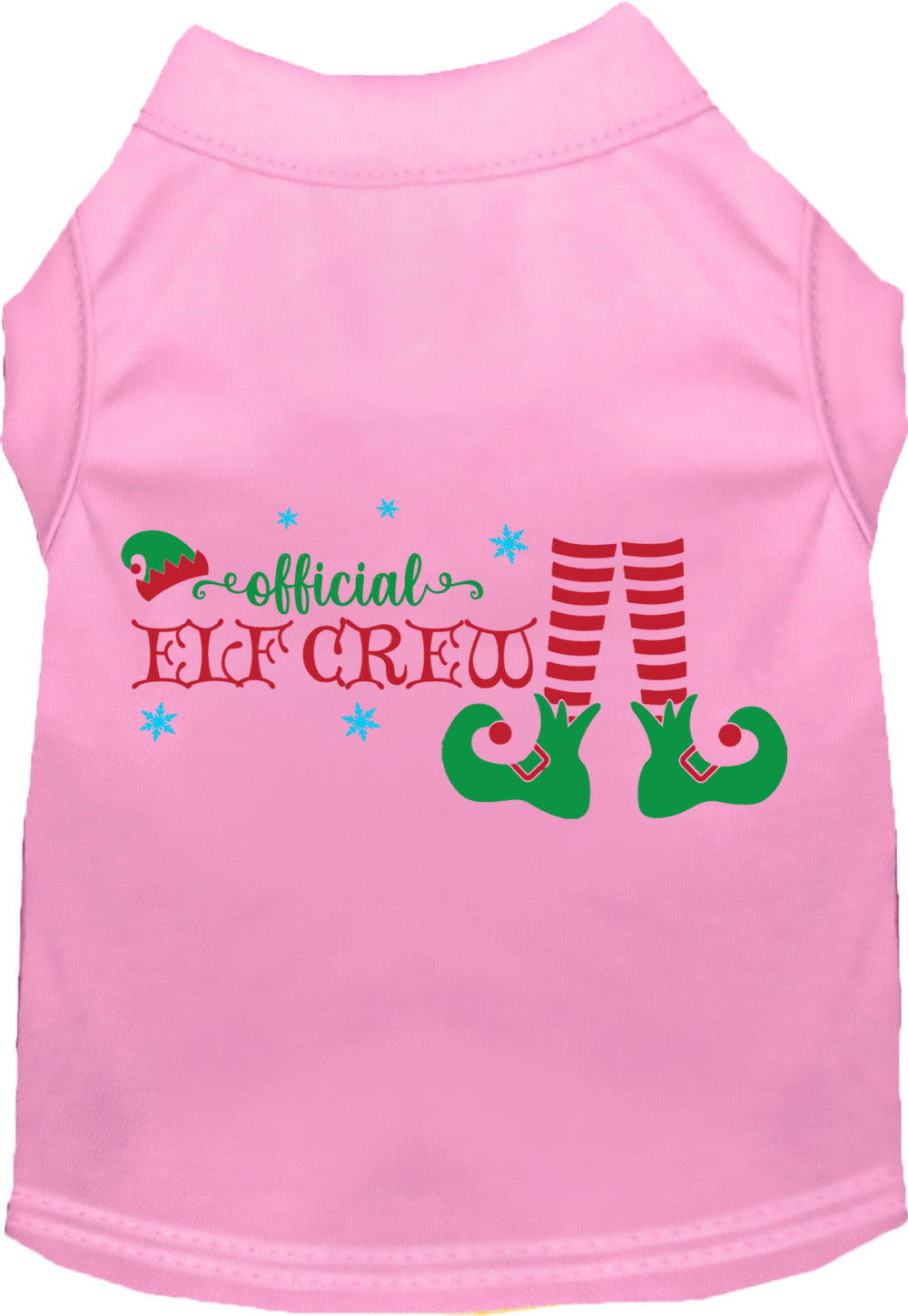 Light Pink Elf Crew Pet Shirt with festive design