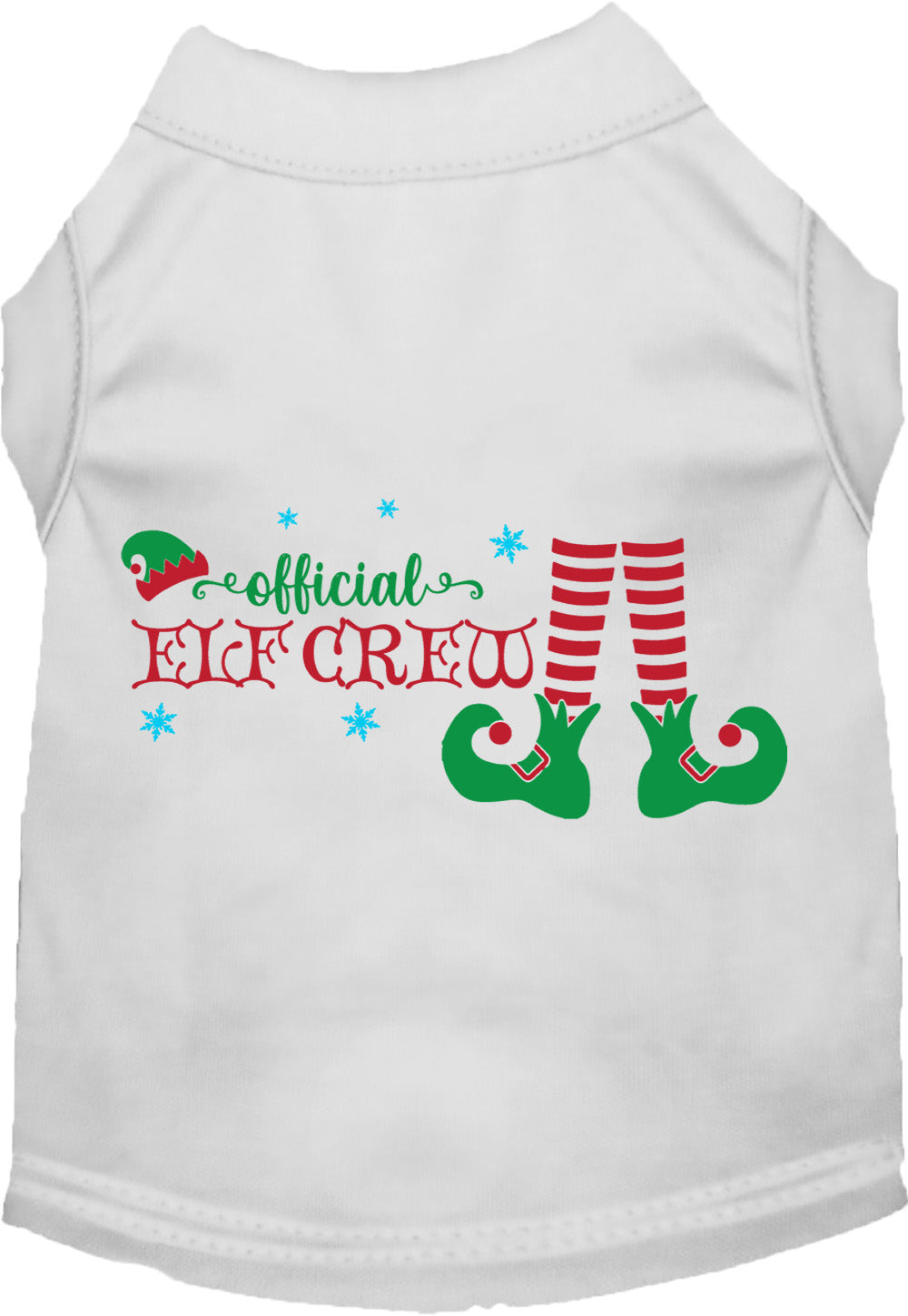White Elf Crew Pet Shirt with festive design