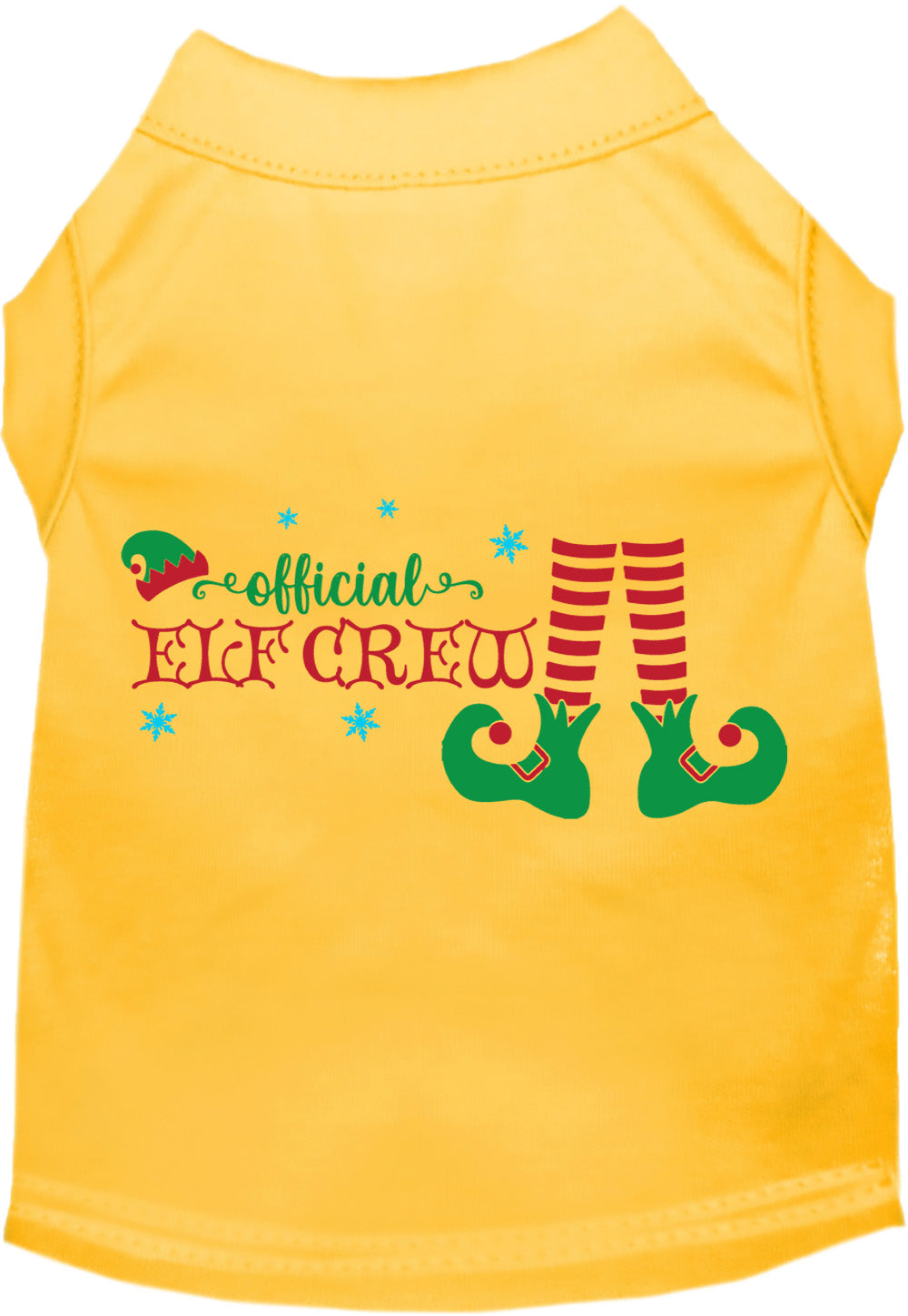 Yellow Elf Crew Pet Shirt with festive design